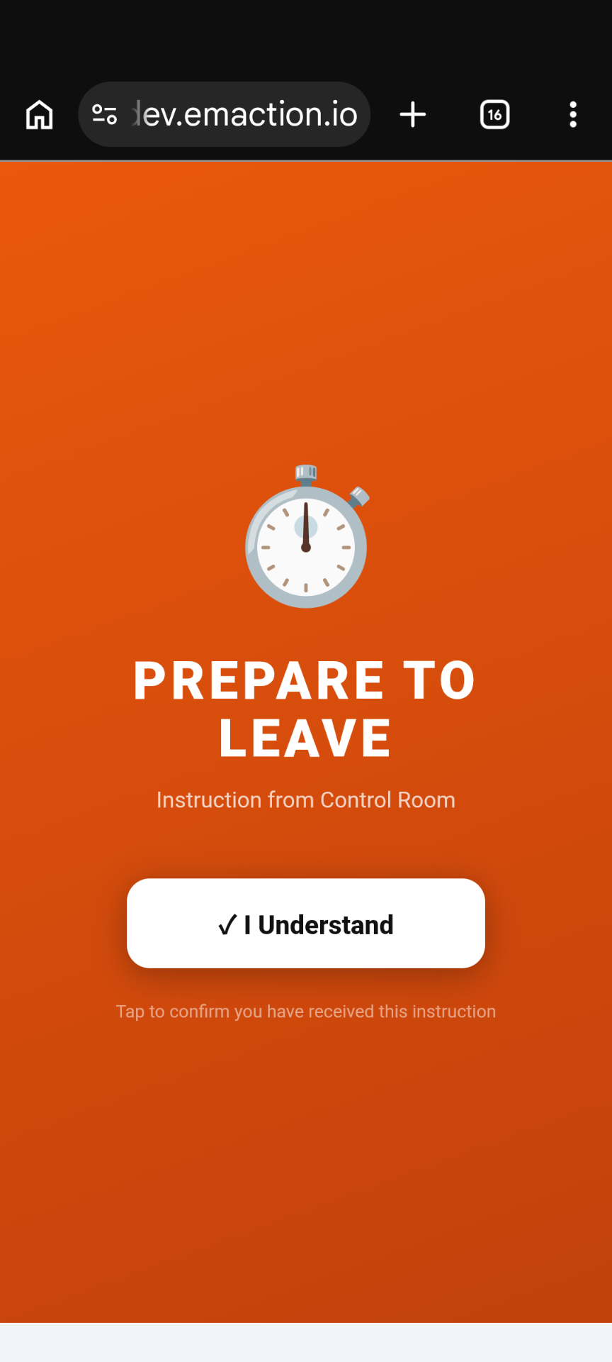Prepare to Leave broadcast card on a phone screen